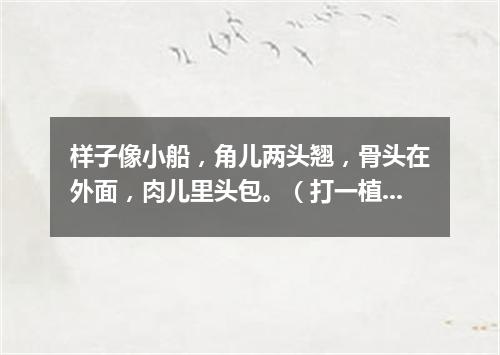 样子像小船，角儿两头翘，骨头在外面，肉儿里头包。（打一植物）