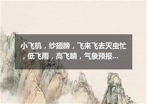 小飞机，纱翅膀，飞来飞去灭虫忙，低飞雨，高飞睛，气象预报它内行。（打一动物）