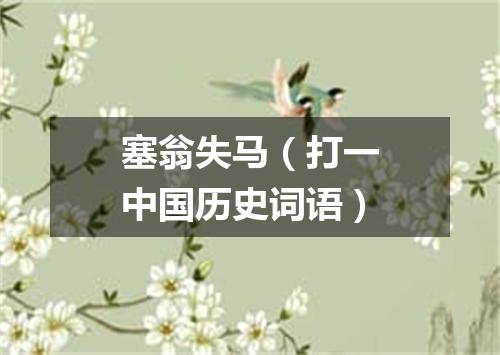 塞翁失马（打一中国历史词语）