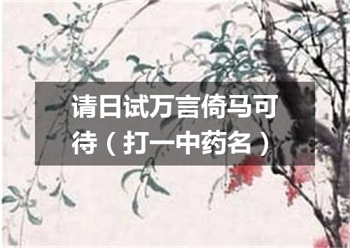 请日试万言倚马可待（打一中药名）