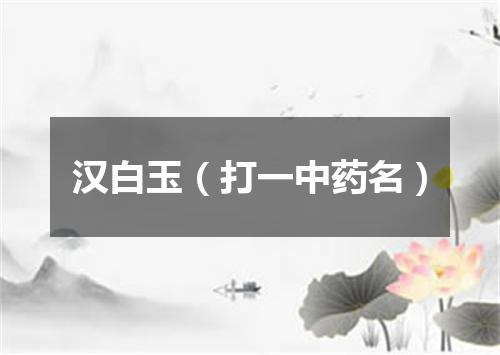 汉白玉（打一中药名）
