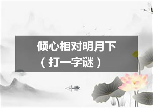 倾心相对明月下（打一字谜）