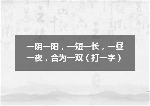 一阴一阳，一短一长，一昼一夜，合为一双（打一字）