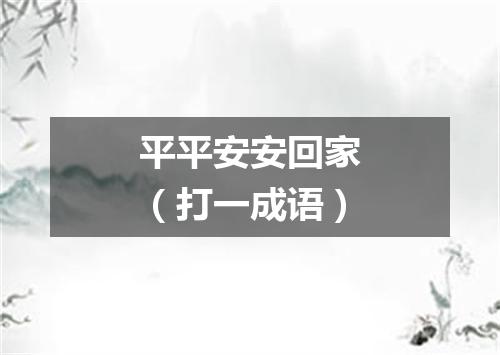 平平安安回家（打一成语）