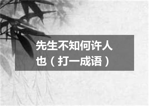 先生不知何许人也（打一成语）