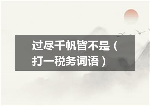 过尽千帆皆不是（打一税务词语）
