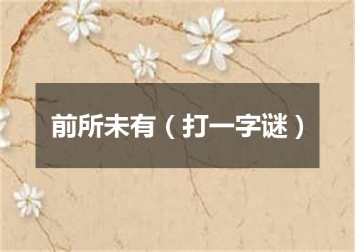 前所未有（打一字谜）