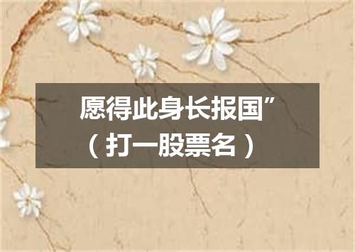 愿得此身长报国”（打一股票名）