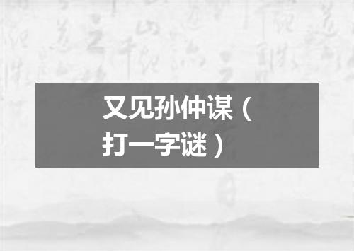 又见孙仲谋（打一字谜）