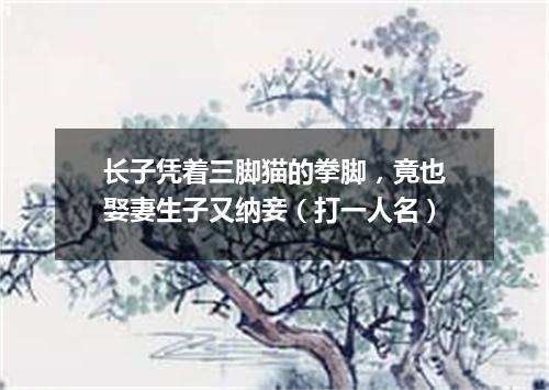 长子凭着三脚猫的拳脚，竟也娶妻生子又纳妾（打一人名）