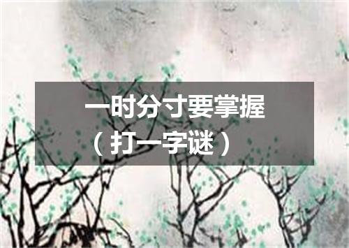 一时分寸要掌握（打一字谜）