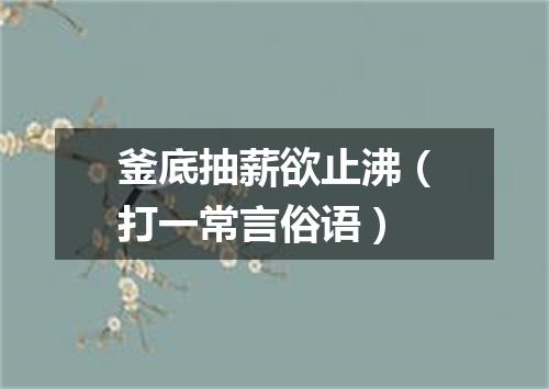 釜底抽薪欲止沸（打一常言俗语）