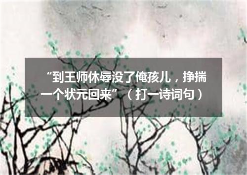 “到王师休辱没了俺孩儿，挣揣一个状元回来”（打一诗词句）