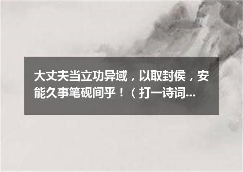 大丈夫当立功异域，以取封侯，安能久事笔砚间乎！（打一诗词句）