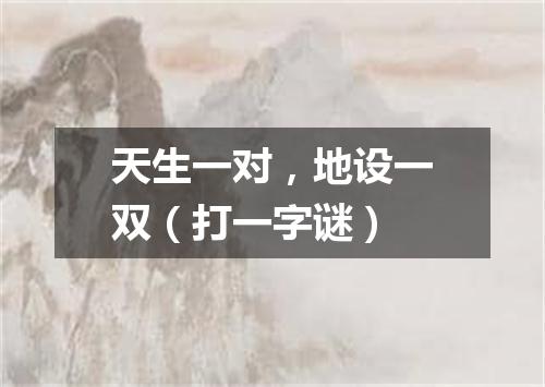 天生一对，地设一双（打一字谜）