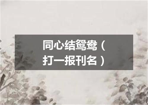 同心结鸳鸯（打一报刊名）