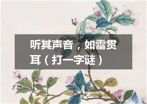 听其声音，如雷贯耳（打一字谜）