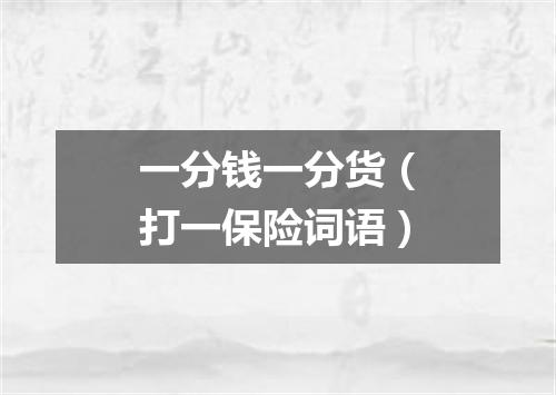 一分钱一分货（打一保险词语）