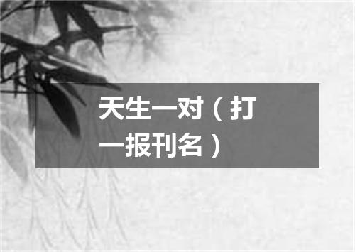 天生一对（打一报刊名）