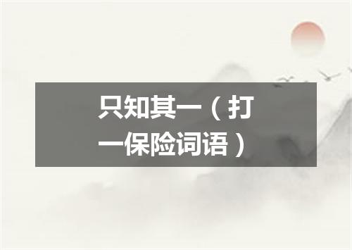 只知其一（打一保险词语）