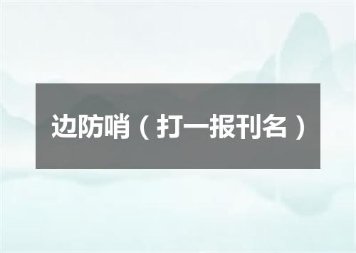 边防哨（打一报刊名）