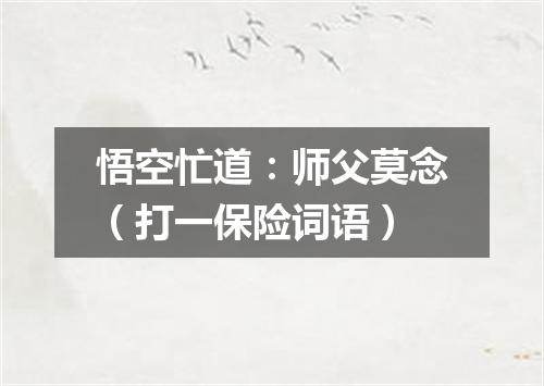 悟空忙道：师父莫念（打一保险词语）