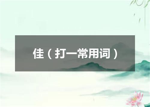 佳（打一常用词）