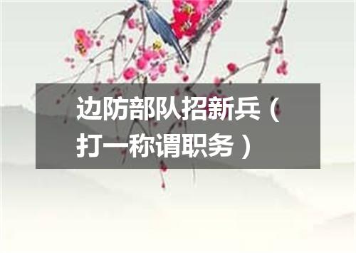 边防部队招新兵（打一称谓职务）