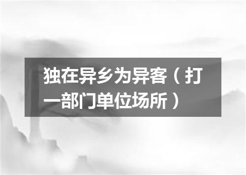 独在异乡为异客（打一部门单位场所）