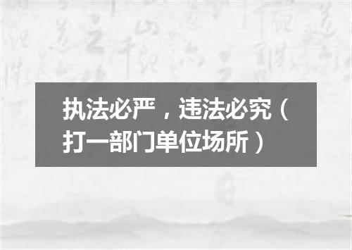 执法必严，违法必究（打一部门单位场所）