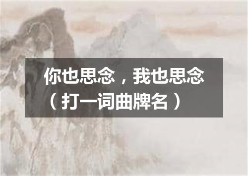 你也思念，我也思念（打一词曲牌名）