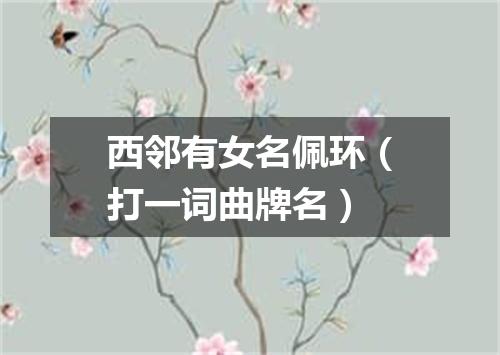 西邻有女名佩环（打一词曲牌名）