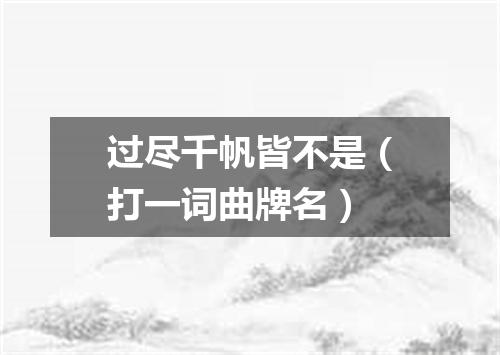 过尽千帆皆不是（打一词曲牌名）