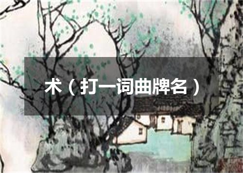 术（打一词曲牌名）