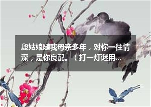 殷姑娘随我母亲多年，对你一往情深，是你良配。（打一灯谜用语）