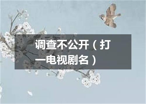 调查不公开（打一电视剧名）