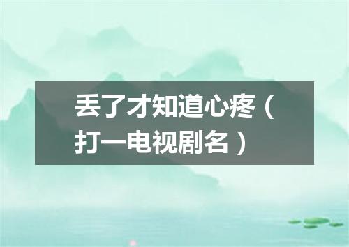 丢了才知道心疼（打一电视剧名）