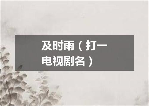 及时雨（打一电视剧名）