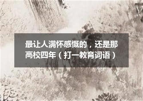 最让人满怀感慨的，还是那高校四年（打一教育词语）