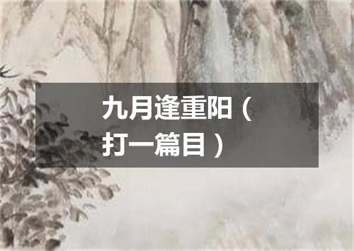 九月逢重阳（打一篇目）