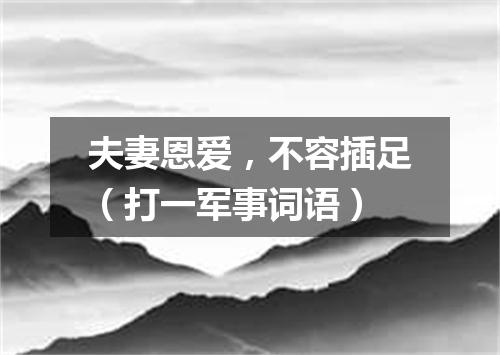 夫妻恩爱，不容插足（打一军事词语）