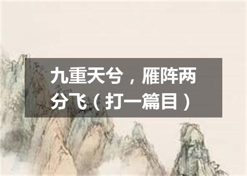 九重天兮，雁阵两分飞（打一篇目）