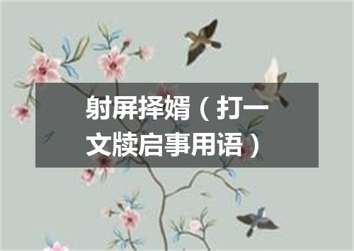 射屏择婿（打一文牍启事用语）