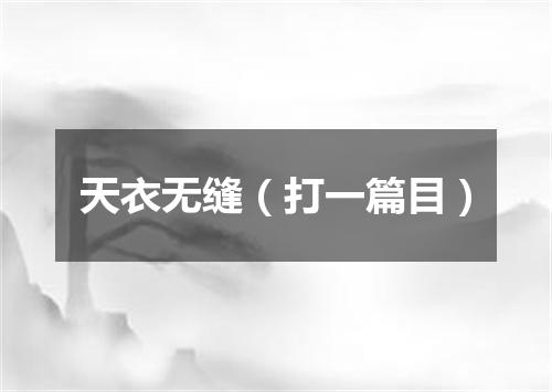 天衣无缝（打一篇目）