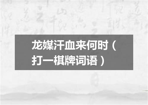 龙媒汗血来何时（打一棋牌词语）