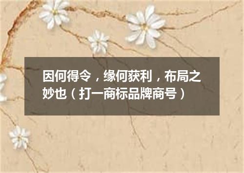 因何得令，缘何获利，布局之妙也（打一商标品牌商号）