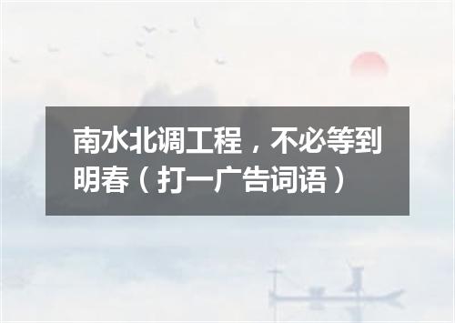 南水北调工程，不必等到明春（打一广告词语）