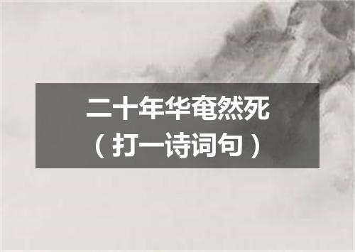 二十年华奄然死（打一诗词句）