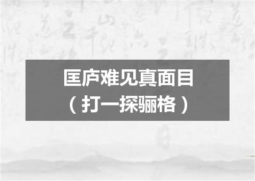 匡庐难见真面目（打一探骊格）