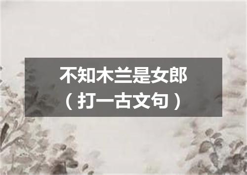 不知木兰是女郎（打一古文句）